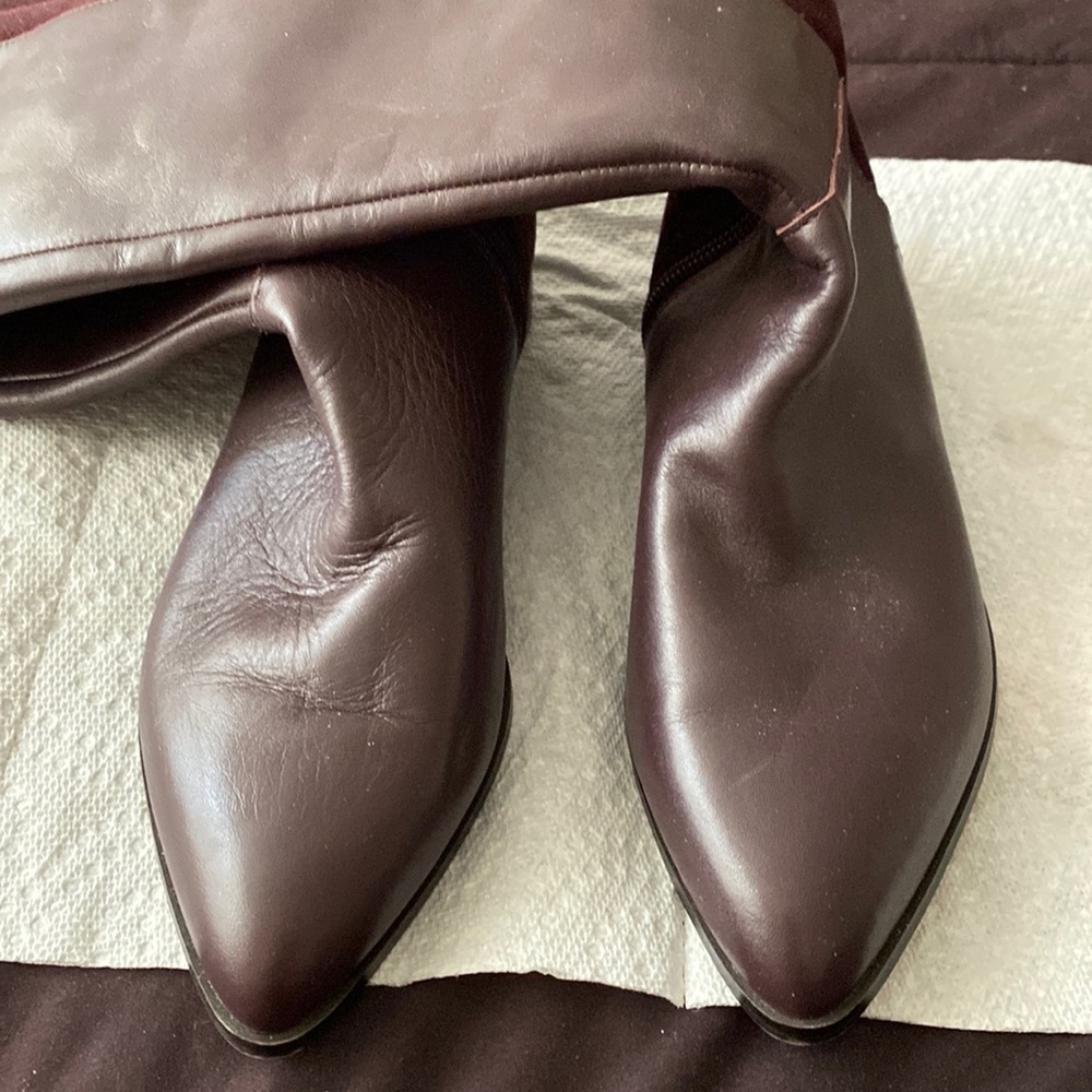 Brand Nine 9 west burgundy knee high boots , size 5 1/2 M